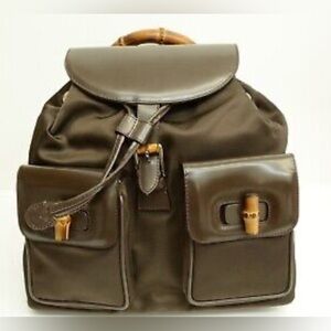 Authentic Vintage Gucci BackPack Bag Bamboo / leather Brown .Preowned.